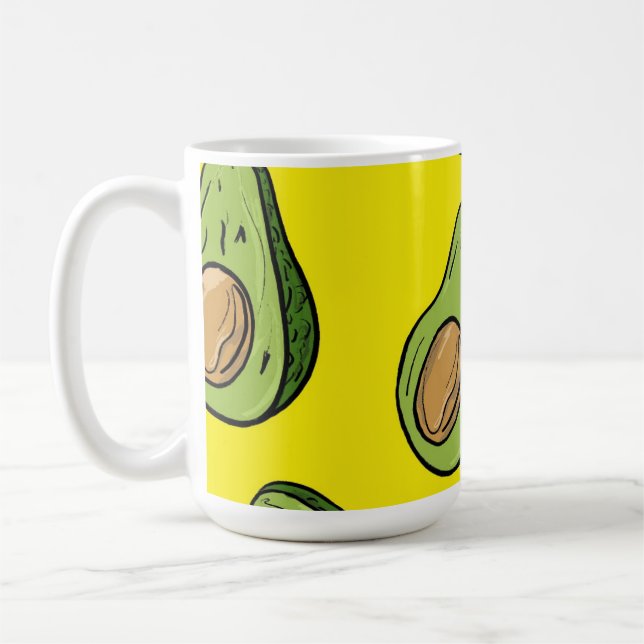 Vibrant Yellow Fruit Illustration - Whimsical  Coffee Mug (Left)