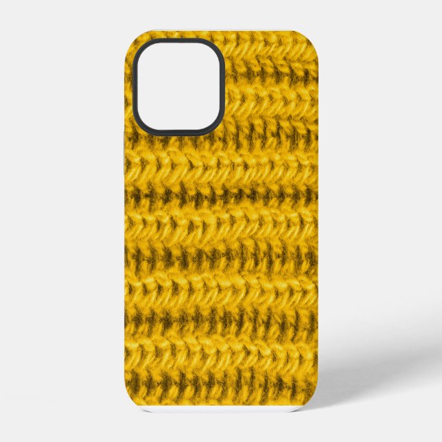 Vibrant Yellow Knitted Wool Texture iPhone Case (Back)