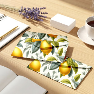 Vibrant Yellow Lemon and Blue Watercolor Botanical Envelope