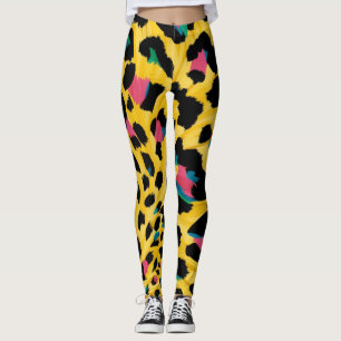 Vibrant Yellow Leopard Print Leggings