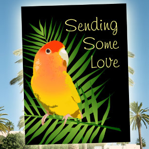 Vibrant Yellow Lovebird Cheerful Pet Bird Lovers Postcard
