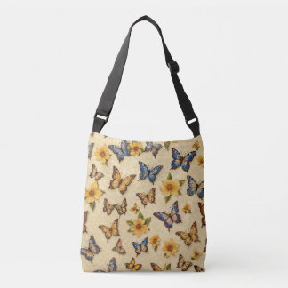 Vibrant Yellow Mosaic Crossbody Tote – Floral