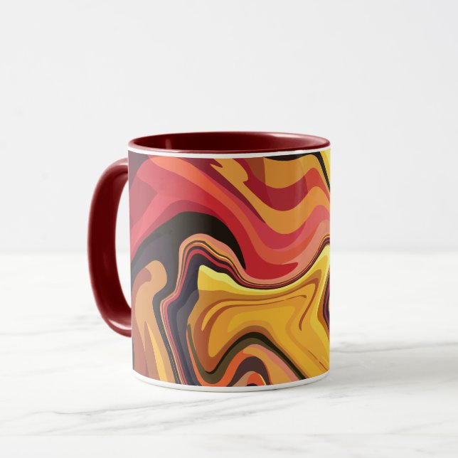 Vibrant Yellow, orange and Red Abstract Flow  Mug (Front Left)