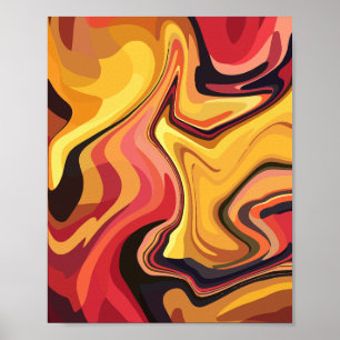 Vibrant Yellow, orange and Red Abstract Flow Poster