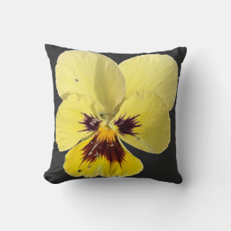 Vibrant Yellow Pansy Flower Photo Throw Pillow