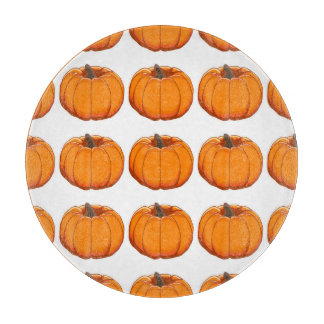 Vibrant yellow pumpkin pattern illustration. cutting board