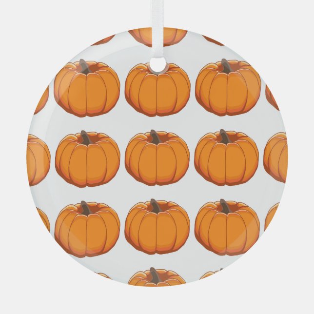 Vibrant yellow pumpkin pattern illustration. glass tree decoration (Front)