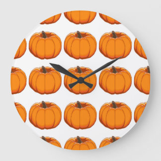 Vibrant yellow pumpkin pattern illustration. large clock