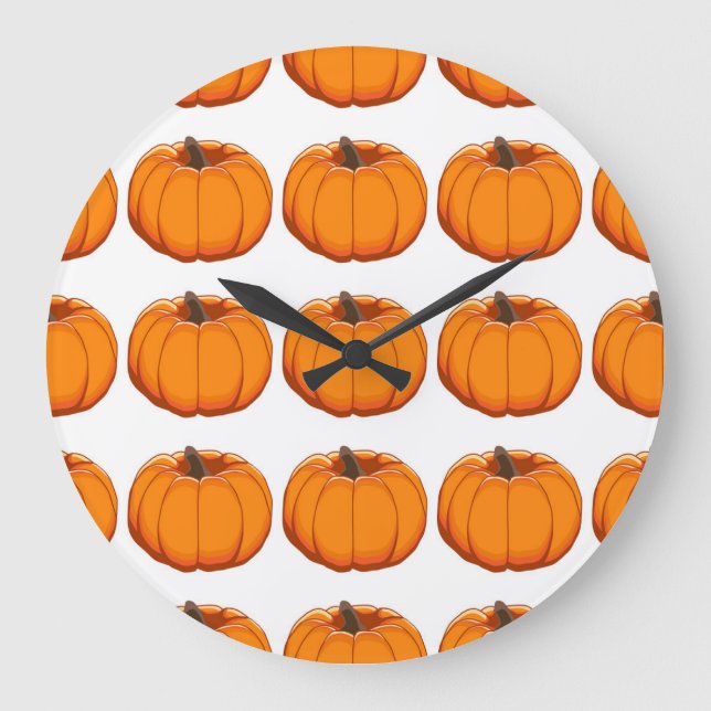Vibrant yellow pumpkin pattern illustration. large clock (Front)