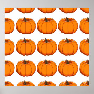 Vibrant yellow pumpkin pattern illustration. poster