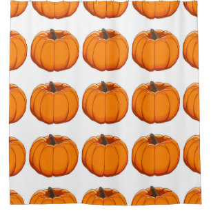 Vibrant yellow pumpkin pattern illustration. shower curtain