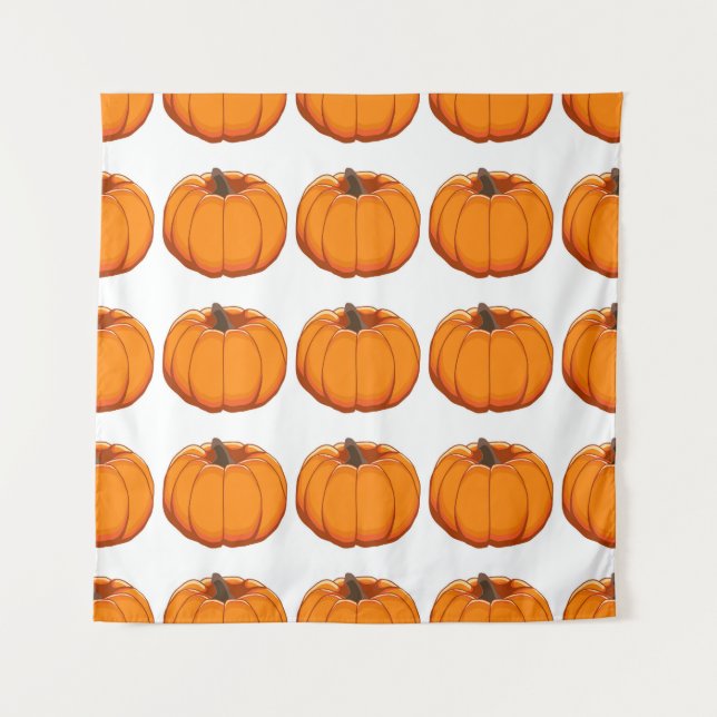 Vibrant yellow pumpkin pattern illustration. tapestry (Front)