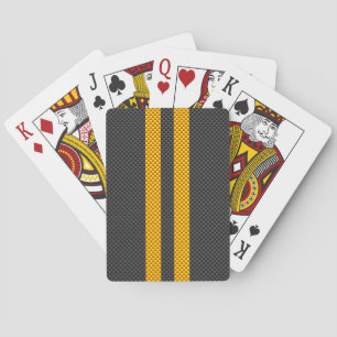 Vibrant Yellow Racing Stripes Carbon Fibre Style Playing Cards