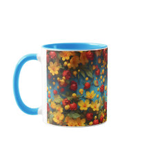 Vibrant Yellow & Red Floral Pattern Design