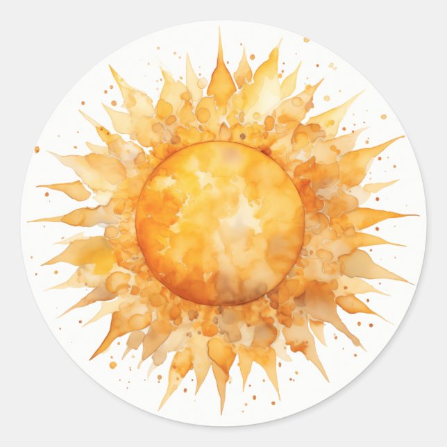 Vibrant Yellow Sun Sunshine  Classic Round Sticker (Front)