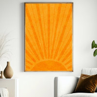 Vibrant Yellow Sun Wall Art Simple Bright Poster
