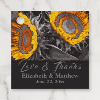 Vibrant Yellow Sunflowers Charcoal Abstract Art Favour Tags