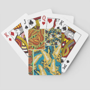 Vibrant Yellow & Teal Art Deco Butterfly Art Playing Cards
