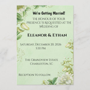 Vibrant Yellow Tulip & Ranunculus Formal Wedding I Invitation