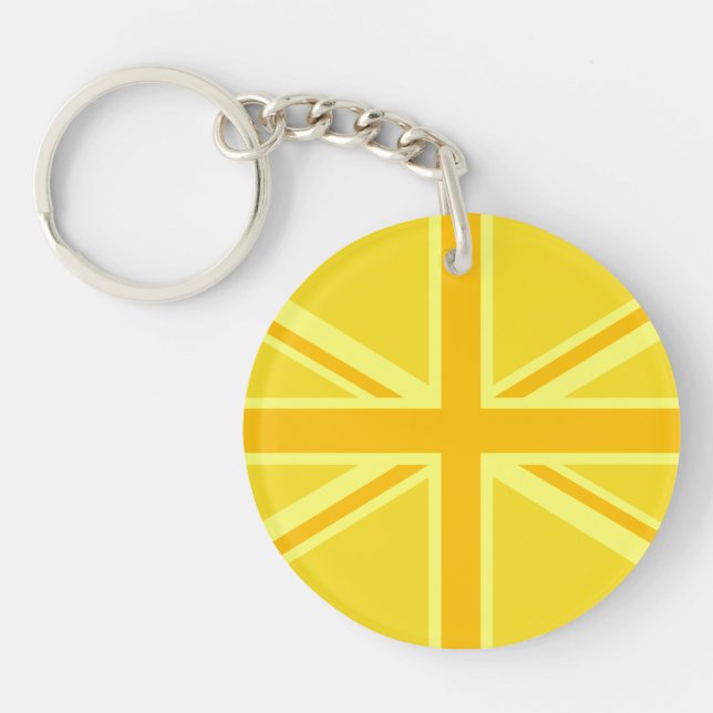 Vibrant Yellow Union Jack Key Ring (Front)