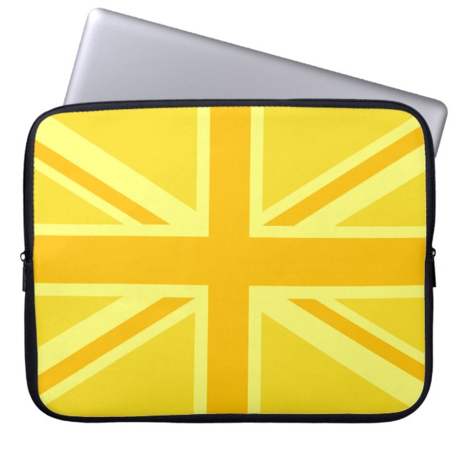 Vibrant Yellow Union Jack Laptop Sleeve (Front)