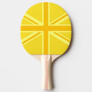 Vibrant Yellow Union Jack Ping Pong Paddle