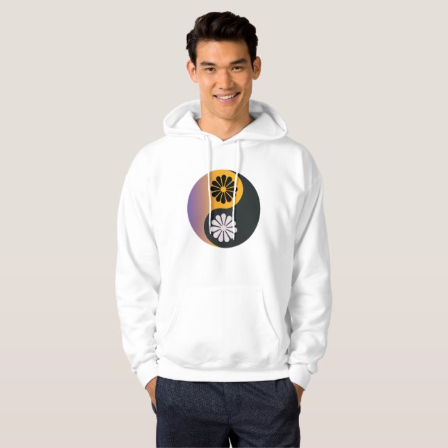 Vibrant Yin Yang T-Shirt with Daisy Design Hoodie (Front Full)