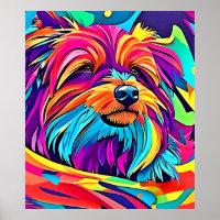 Vibrant Yorkie Pop Art