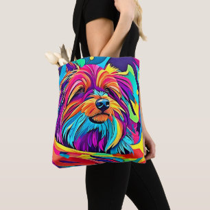 Vibrant Yorkie Pop Art Tote Bag