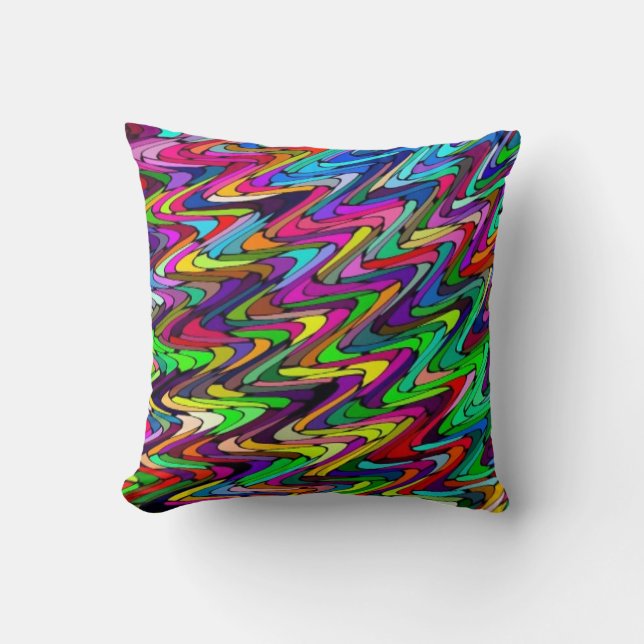 Vibrant Zigzag Abstract Art Throw Pillow (Front)