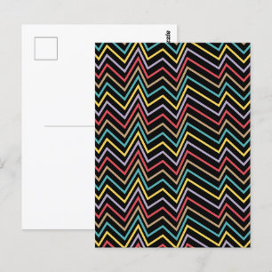 Vibrant ZigZag Symphony A Burst of Colourful Energ Postcard
