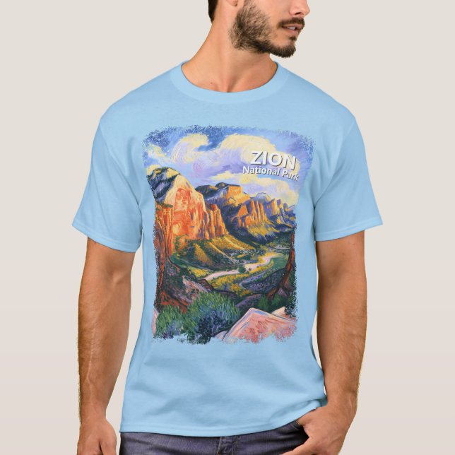 Vibrant Zion National Park Angels Landing Artistic T-Shirt (Front)