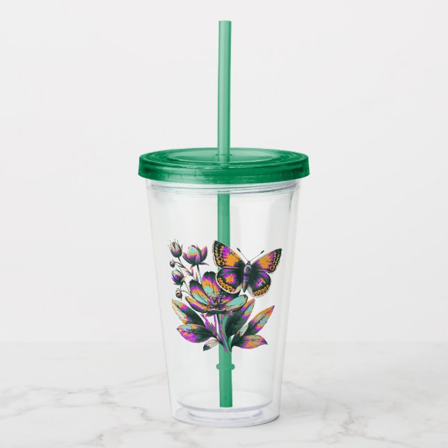 Vibrante butterfly acrylic tumbler (Front)