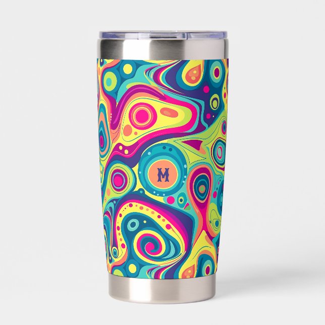 Vibrante colour groovy swirls pattern insulated tumbler (Front)