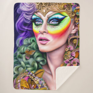 Vibrantly Bold LGBTQ Portrait Drag Queen Artwork  Sherpa Blanket