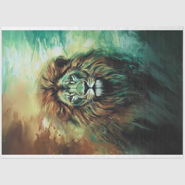 Vibrantly Coloured African Lion Decoupage Tissue Paper (Front)