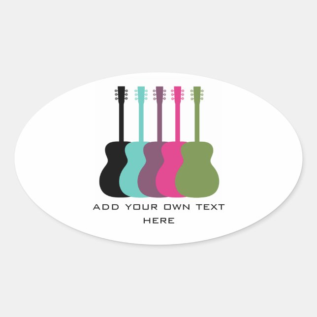 Vibrantly Coloured Guitars Oval Stickers (Front)