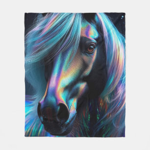 Vibrantly Coloured Horse With Iridescent Features Fleece Blanket