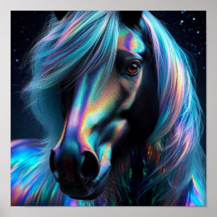 Vibrantly Coloured Horse With Iridescent Features Poster