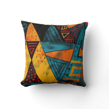 Vibrantly colourful triangles with tribal patterns