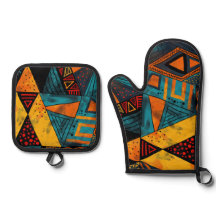 Vibrantly colourful triangles with tribal patterns