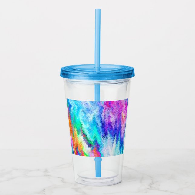 Vibrating Glitch Rainbow Acrylic Tumbler (Front)