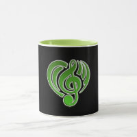 Vibrations Musical Love Green Heart Music Note DJ