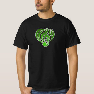 Vibrations Musical Love Green Heart Music Note DJ T-Shirt