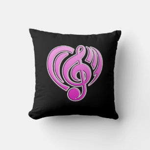 Vibrations Musical Love Pink Heart Music Note DJ Cushion