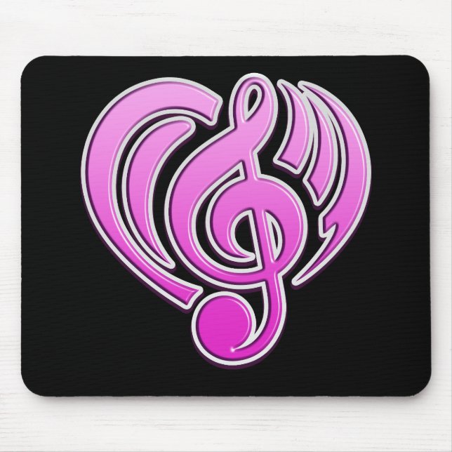 Vibrations Musical Love Pink Heart Music Note DJ Mouse Pad (Front)