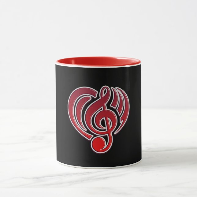 Vibrations Musical Love Red Heart Music Note DJ Mug (Center)