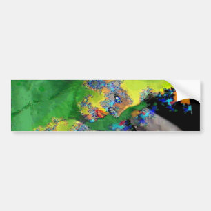 VIBRATIONS OF MATTER,FRACTAL WOMAN IN GREEN YELLOW BUMPER STICKER