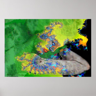 VIBRATIONS OF MATTER,FRACTAL WOMAN IN GREEN YELLOW POSTER