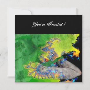 VIBRATIONS OF MATTER ,  green yellow black Invitation